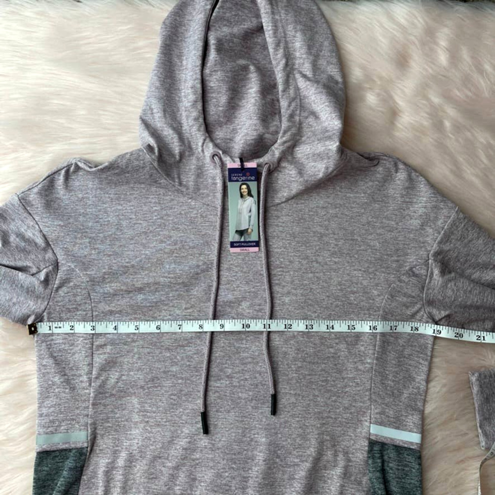 NWT - TANGERINE Soft Pullover Hoodie Colorblock Sweatshirt Purple Gray - Small - Picture 7 of 9
